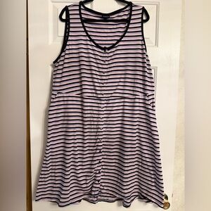 Torrid Dress 3X Striped‎ Tank Top Dress Snap Buttons Pockets Comfy Soft